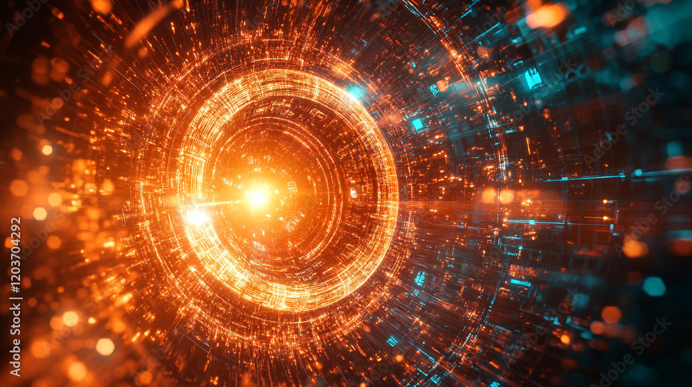 Fototapete visual representation of energy swirling in a digital universe at high speed
