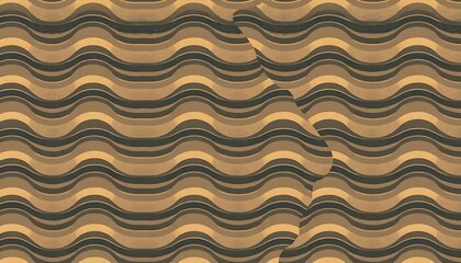 Abstract Wave Pattern Beige Brown Design