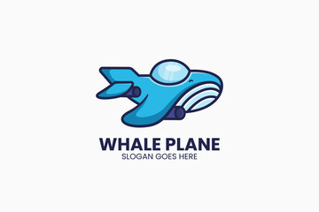 Whale Plane Logo. Vector Illustration