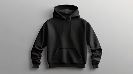 Black hoodie mockup with front and back view, solid color background
