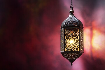 Beautiful Decorative Lantern Illuminating with Warm Light and Intricate Design