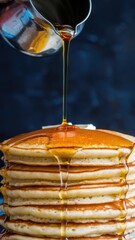 Stack of pancakes with syrup on top