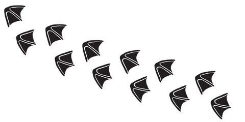 Footprints of a chicken. Animal paw prints, diagonal tracks.