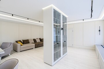 standard interior apartment. living room with sofa