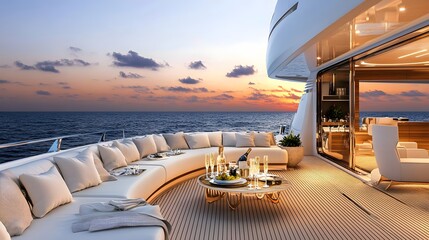 Fototapeta premium luxury yacht sunset, ocean view, relaxation - luxury travel
