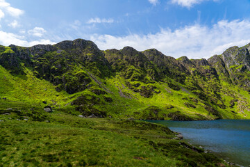 Green Amphitheater of Llyn Cau in Snowdonia&rsquo;s Craggy Cadair Idris Embrace