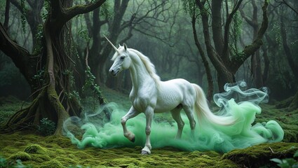 white horse in the woods