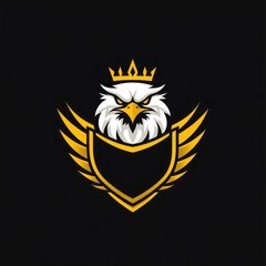 Obraz premium Eagle logo with shield and crown. Royalty, design, emblem, badge, graphic, vector, symbol, art, illustration