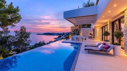 luxury villa sunset ocean view infinity pool - luxury travel