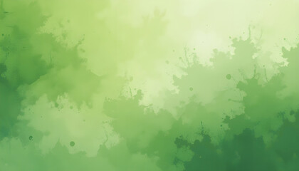 Abstract Green Watercolor Background with Splashes