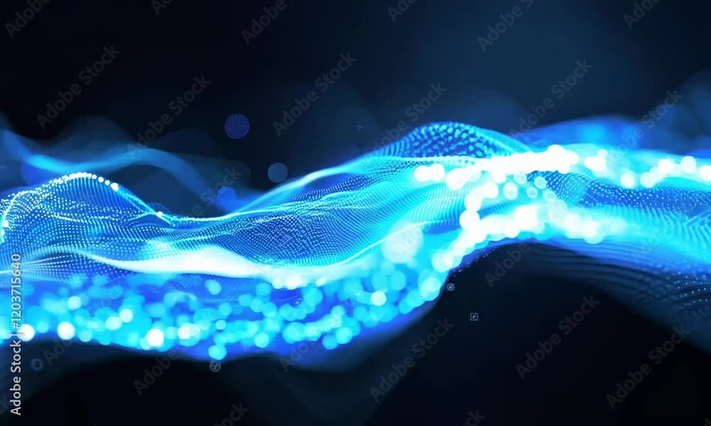 Poster abstract digital waves: vivid blue light patterns creating stunning visual effects for technology an