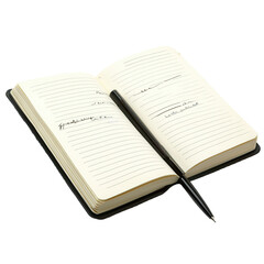 Writing in a notebook indoor workspace minimalistic environment close-up view transparent background