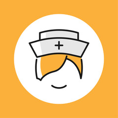 Cute nurse icon. Flat design vector. Line. Outline.