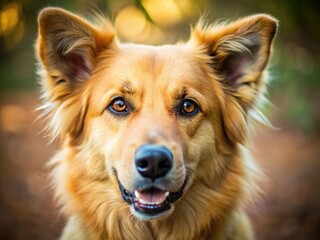 Golden Shepherd Mix Dog Portrait - Adorable Fluffy Puppy with Brown Eyes