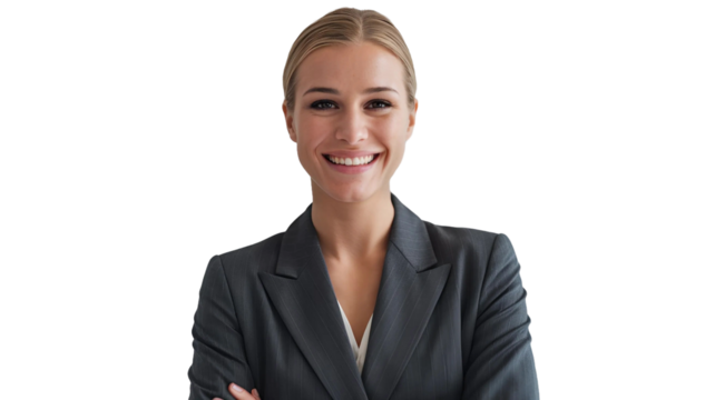 Confident Businesswoman Smiling in Professional Setting isolated on transparent background - Powered by Adobe