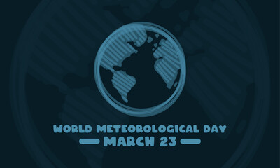 World Meteorological Day. March 23. Abstract earth icon. Line. Outline. Silhouette. Poster, banner, card, background.
