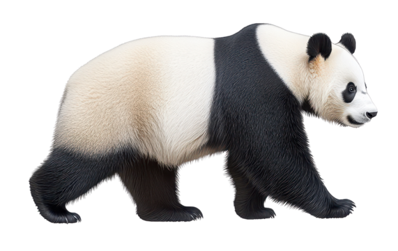 A majestic panda walking gracefully in nature.