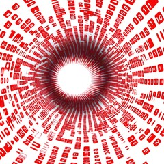 Matrix holes with binary code on circular style background, technological atmosphere