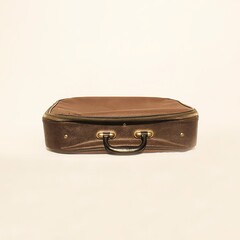 A Vintage Leather Suitcase with a Classic Design Set Against a Neutral Background Setting
