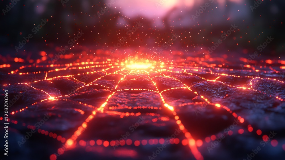 Poster lava flow crack: a mesmerizing digital rendering of glowing lava cracks forming a captivating patter