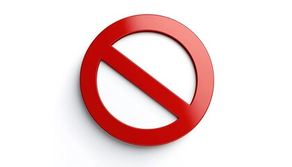 3D vector icon of a no sign, a red circle with a white background