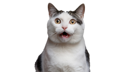 Playful Cat with Wide-Eyed Surprise isolated on transparent background