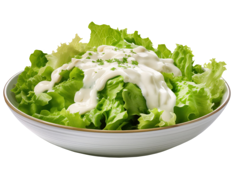 Green lettuce salad with french dressing or mayonnaise
