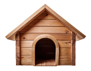 Wooden dog kennel or doghouse, white background