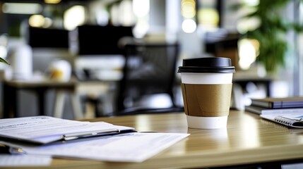 Close-up of a resignation letter and coffee cup on an office desk, symbolizing workforce reduction, job termination, and career change concepts in corporate environment.