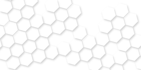 Minimal white hexagonal hexagon modern technology,Abstract white and grey color hexagonal geometric background with copy space,Surface polygon pattern with glowing hexagon paper texture and futuristic