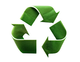 Green recycling symbol, möbius ring, white background