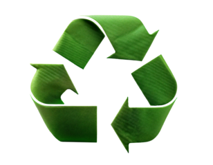 Green recycling symbol, möbius ring, white background