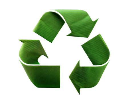 Green recycling symbol, möbius ring, white background