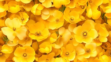 Miniature yellow buttercups create a vibrant seamless pattern, perfect for textiles, wallpapers, and decorative designs.