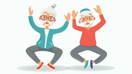 Elderly Athletic Couple in Sports Attire Engaging in Exercise Routine Together