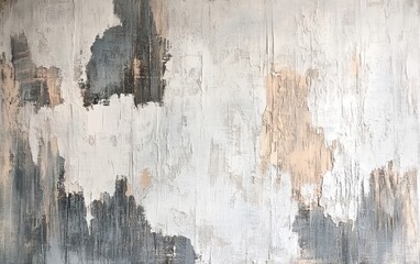 Abstract Textured Wall Art with Gray, Beige, and White Paint, Modern Minimalist Style.
