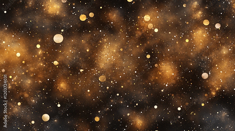 Poster a background of glowing lights in shades of gold and brown, creating an enchanting bokeh effect that