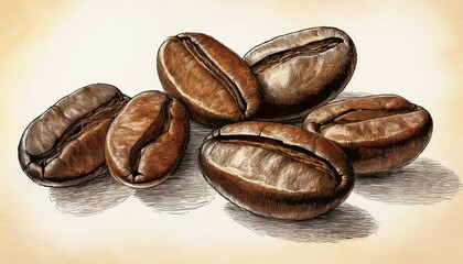 Obraz premium drawing of four coffee beans