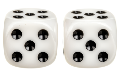 Two dice showing five and five side.