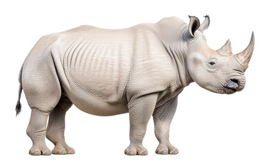 Fototapeta premium A majestic white rhinoceros standing tall.
