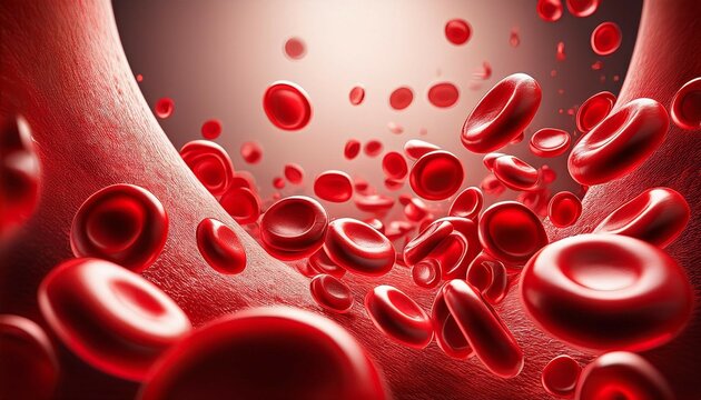 red blood cells flowing through a vein with