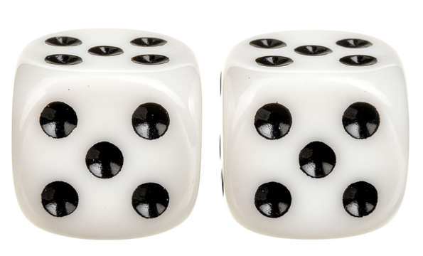 Two dice showing five and five side.