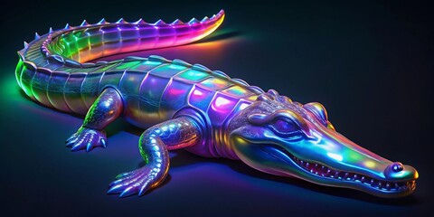 Vibrant crocodile sculpture creative studio artwork colorful setting close-up view fantasy concept for art lovers
