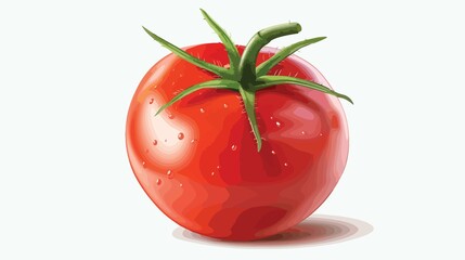 Vibrant Red Ripe Tomato on White Background in Cartoon Style
