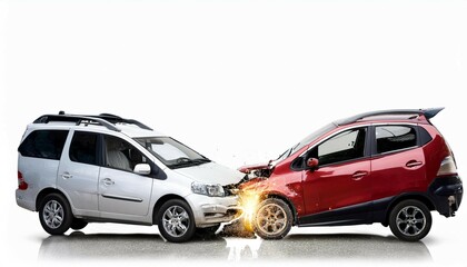 Obraz premium two cars accident crash isolated on white background ai generated