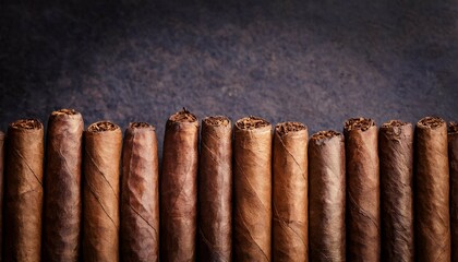 row of cigars on a dark background