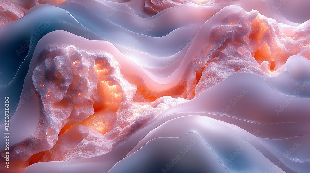 Poster dreamlike texture: abstract image featuring swirling, pastel-colored forms resembling clouds or wave