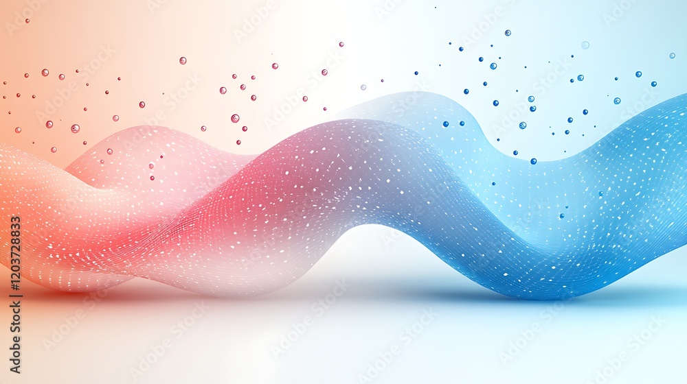 Poster abstract wave of data: a mesmerizing digital wave formed from swirling data points, rendered in vibr
