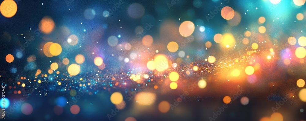 Poster abstract cosmic bokeh lights background with glowing particle streaks