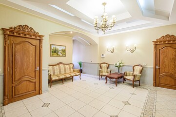standard interior apartment. living room with sofa